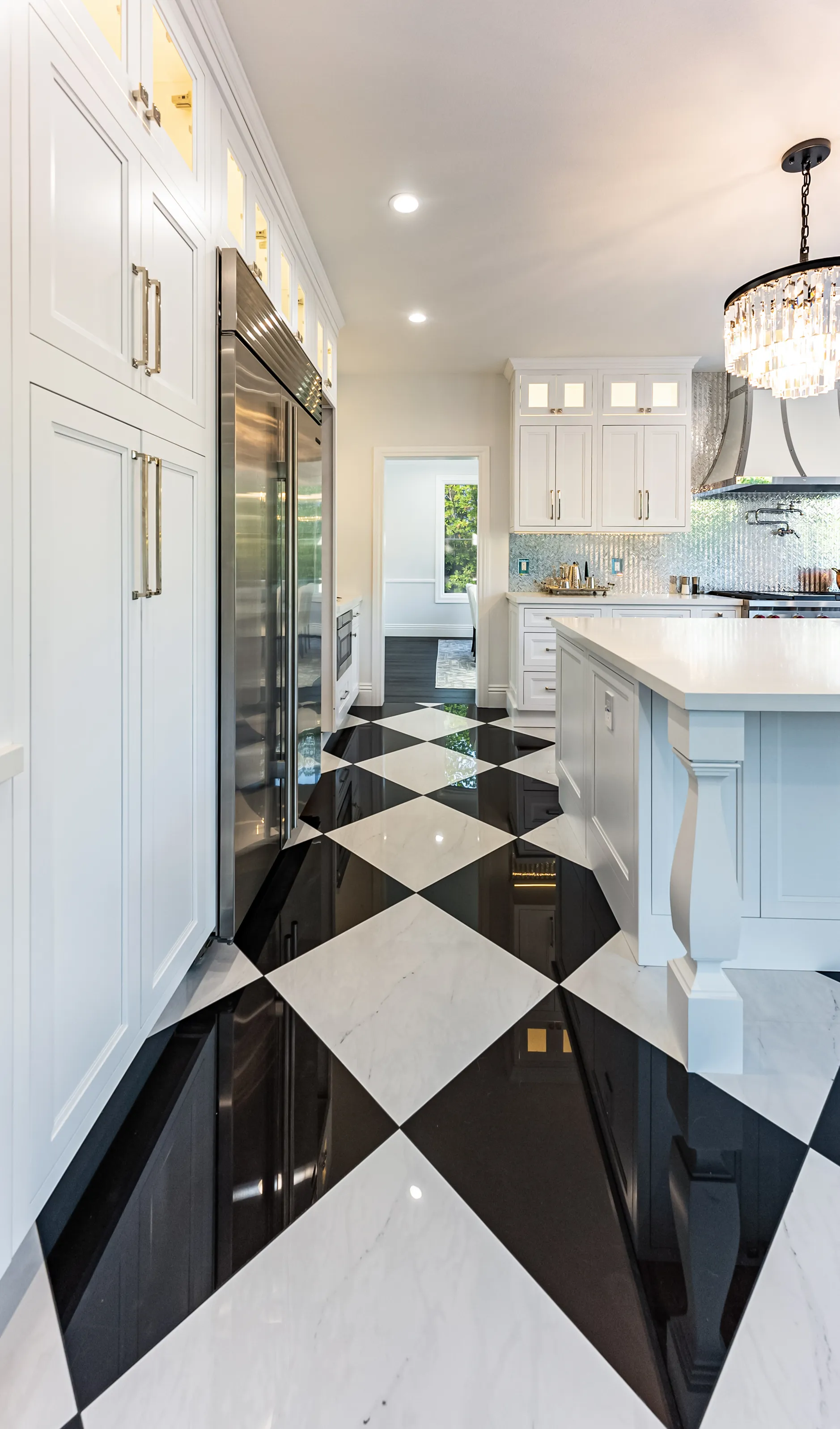 Pantry hallway with marble floor